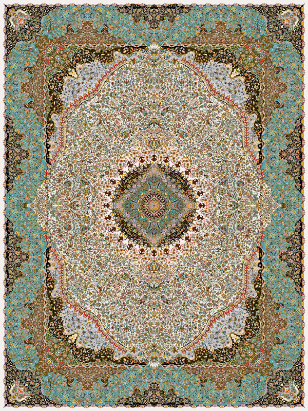 1200 Reed Abrisham Kerman Persian Carpet Design