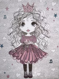 فرش کودک طرح دختر مو فری