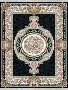 فرش 1200 شانه طرح الیکا سرمه ای