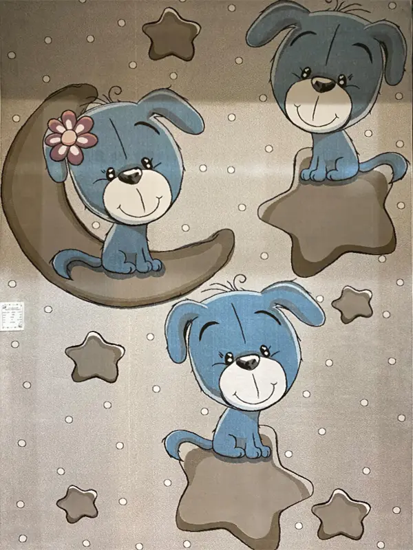 فرش کودک ماه و ستاره و سگ