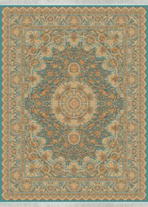 فرش 1500شانه طرح اورانوس ابریشم ریشه دستی