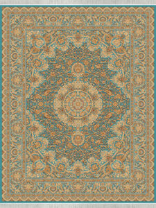 فرش 1500شانه طرح اورانوس ابریشم ریشه دستی