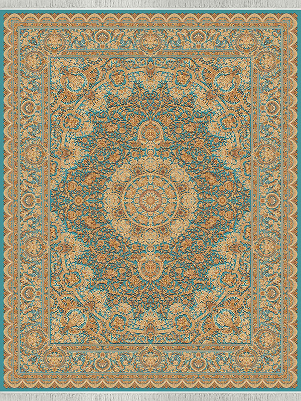 فرش 1500شانه طرح اورانوس ابریشم ریشه دستی