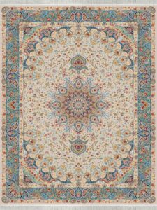 فرش 1500 شانه طرح شکوه نقره ای حاشیه اقیانوسی