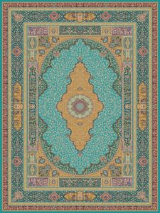 فرش 1500شانه طرح پاسارگاد ابریشم ریشه دستی