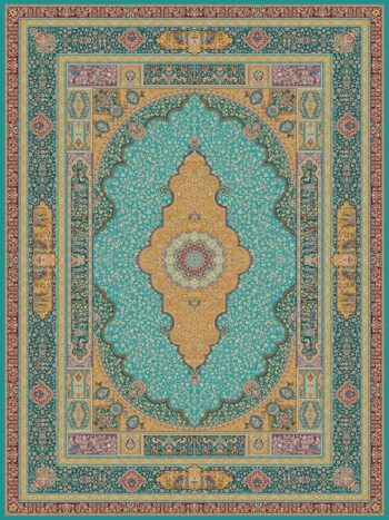 فرش 1500شانه طرح پاسارگاد ابریشم ریشه دستی