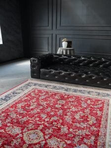 فرش 1500 شانه طرح روناک لاکی حاشیه سرمه ای