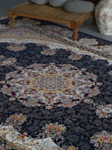 فرش 1500 شانه طرح گلشیفته سرمه ای