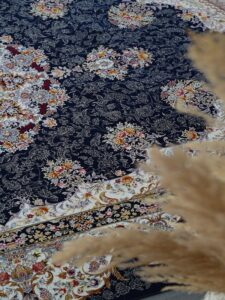 فرش 1500 شانه طرح گلشیفته سرمه ای