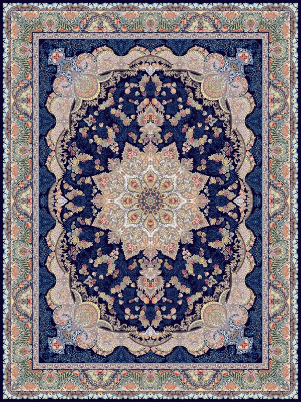 فرش 1200 شانه طرح لعبت سرمه ای فرش 1200 شانه طرح لعبت سرمه ای