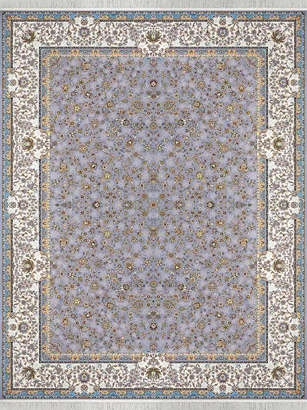 فرش 1200 شانه طرح گلدیس نقره ای