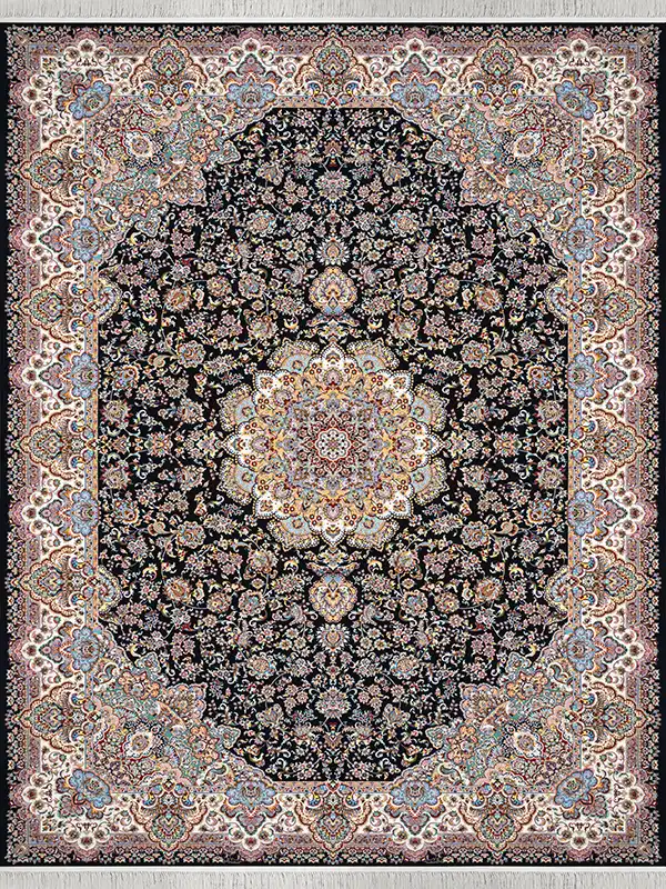 فرش 1200 شانه طرح محراب سرمه ای