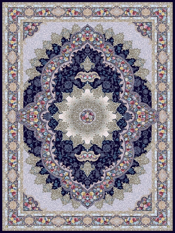 فرش 1200 شانه طرح آروانا سرمه ای