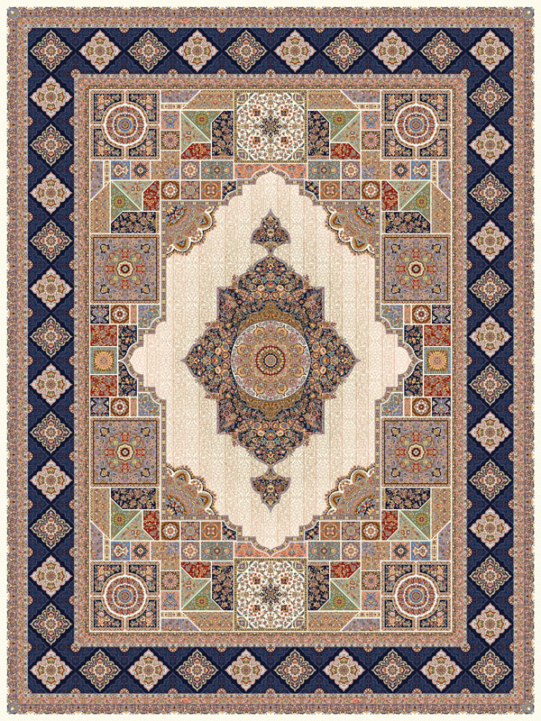 فرش ماشینی 1200 شانه طرح جوشقان کرم